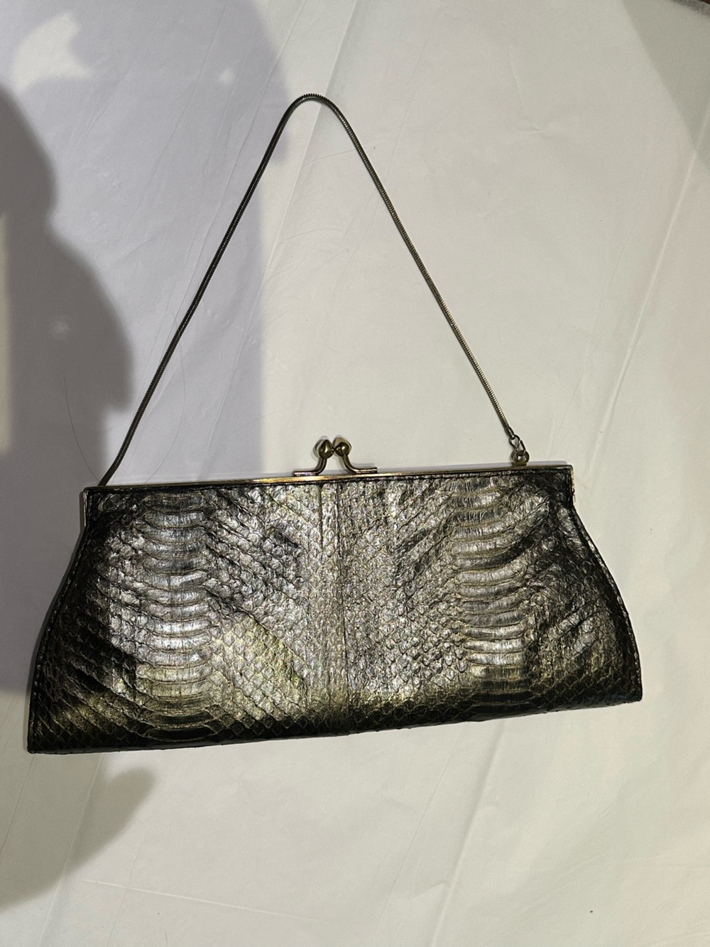 Nine West Vintage Genuine Snakeskin Clutch Chain Strap